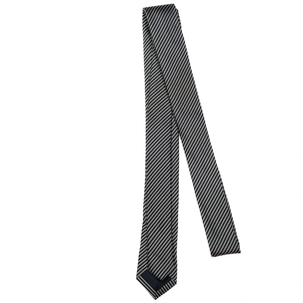 Sovereign Code‎ Black and Gray Striped Narrow Men's Necktie, EUC